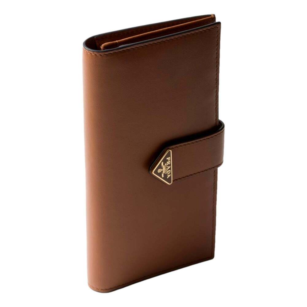 Prada City Smooth Calfskin Long Wallet in Cognac